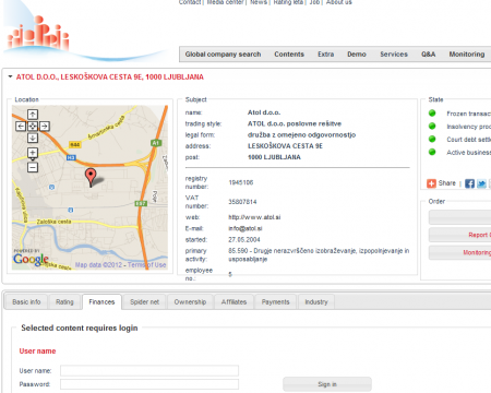 prikaz podatkov na spletni strani id oo